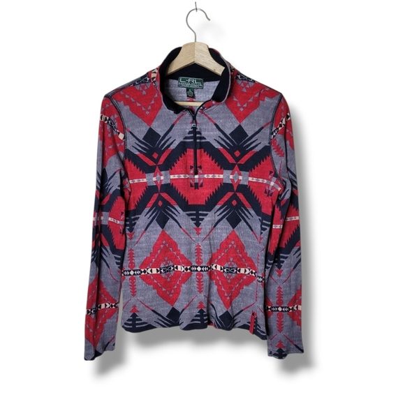 Vintage Lauren Ralph Lauren Active Southwestern Aztec 1/4 Zip Pullover XL Rustic - Picture 1 of 7